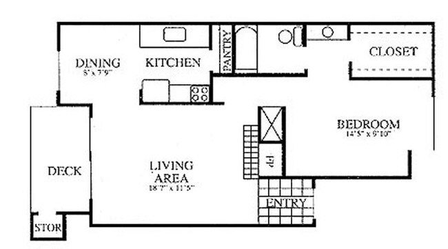 1 Bedroom 1/1C 135 floor plan